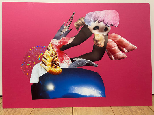 Collage Art Work [Pink monster] コラージュ原画 ピンクモンスター